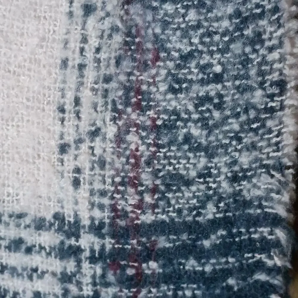 Altare Gray/ White/ Teal Plaid Knit Blanket Scarf NWT